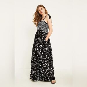 Free People Black Floral Jumpsuit wideleg
